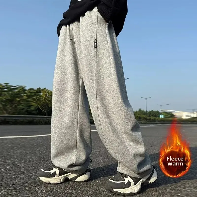 두꺼운 양털 안감 소년 스포츠 바지 가을 겨울 스타일 한국어 새 버전 빅 키즈 겨울 운동복 코튼 바지