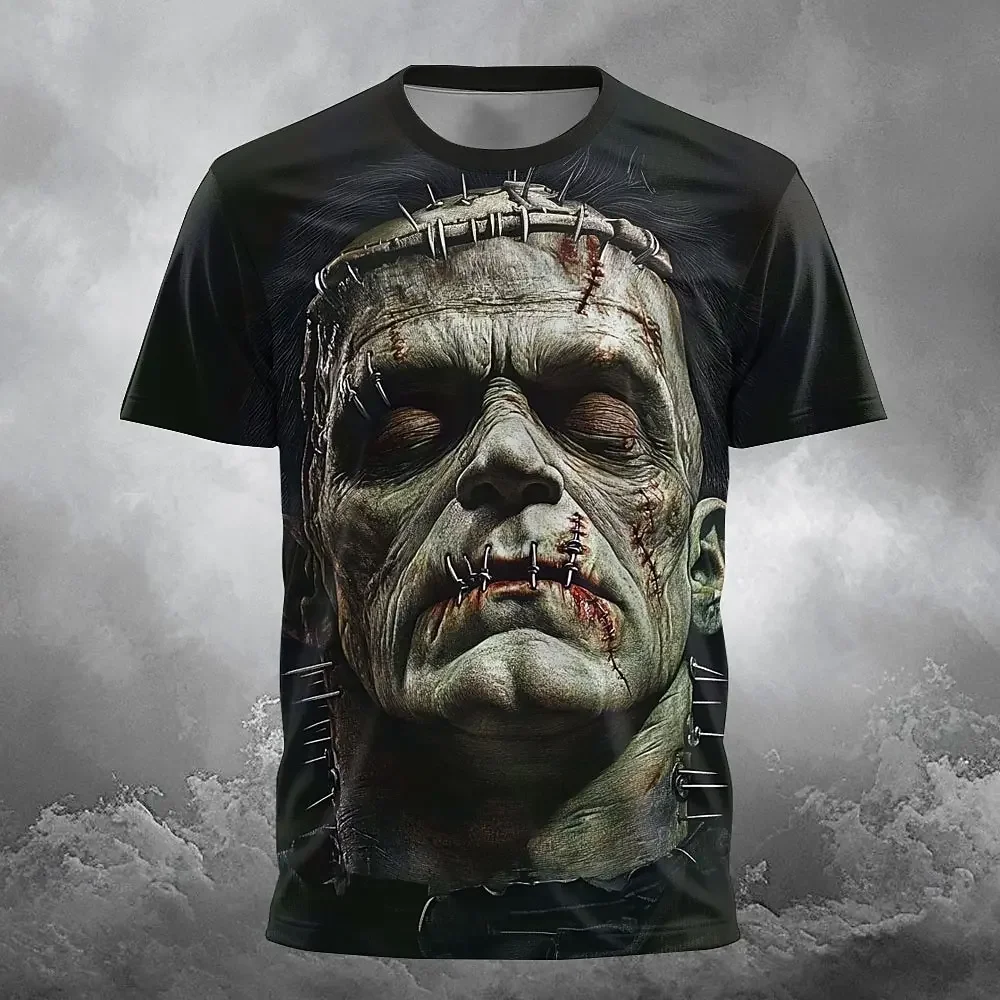 Horror Character 3D Print Men's T Shirt Hip Hop Trend y2k Clothes Casual O-neck Loose Tops Fashion Breathable Short Sleeve Tees