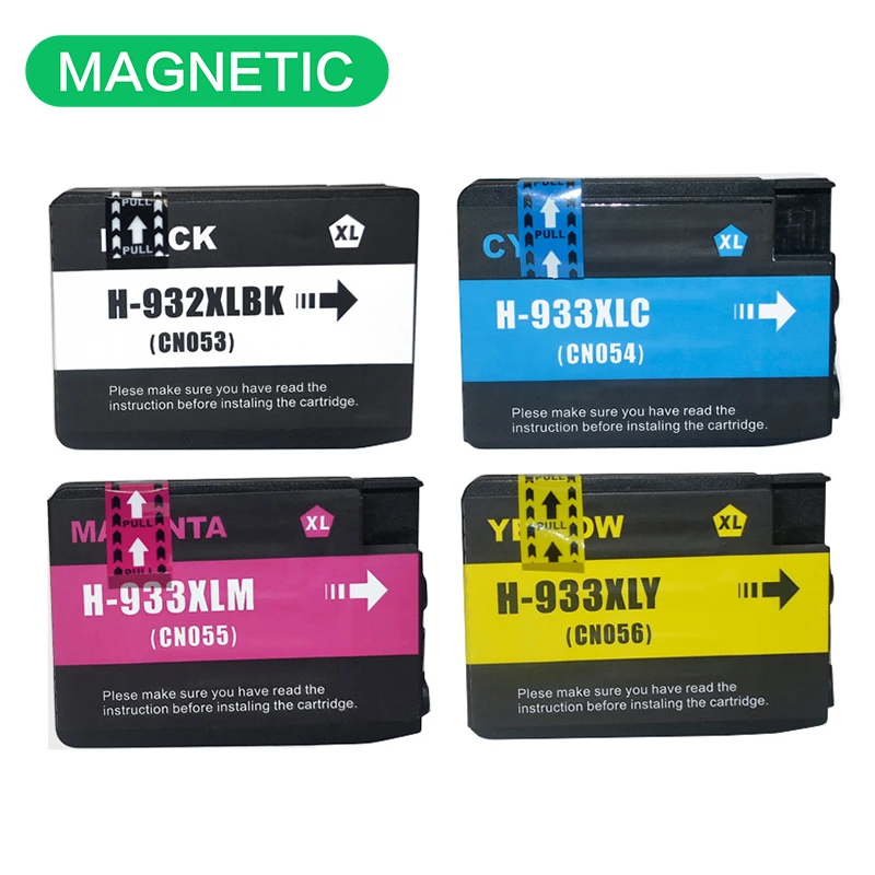 4X Magnetic Compatible Ink Cartridges for HP932 for HP 932 933 Officejet Pro 6100 6600 6700 7110 7610 7612 Printer For HP933 XL