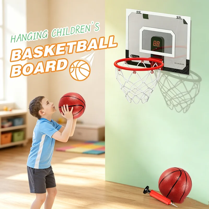 Electronic Counting Basketball Board Scoring Hanging Basketball Board No Punching Board Kids Toy Boy Sports Outdoor Game Gifts