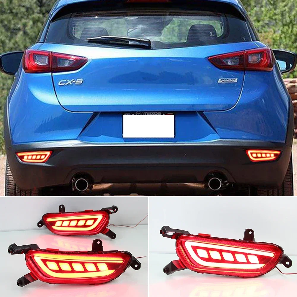 New！ 2PCS Reflector For Mazda CX-3 CX3 2015 2016 2017 2018 2019 2020 Car LED Rear Fog Lamp Brake Light Turn Signal Light