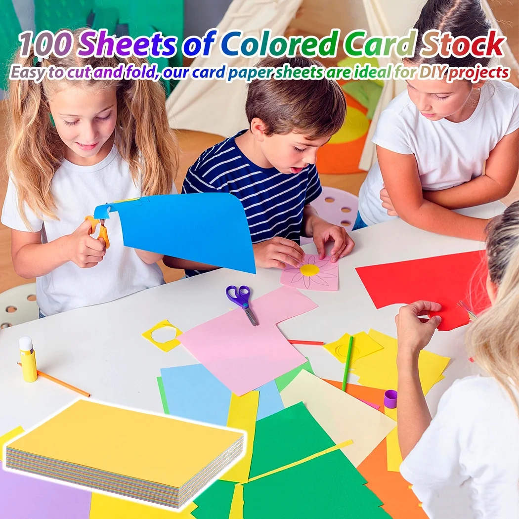 100 Sheets A4 Colored Cardstock Card Stock Paper 20 Assorted Colors Card Paper Multicolored Cardstock For DIY Crafts Printing