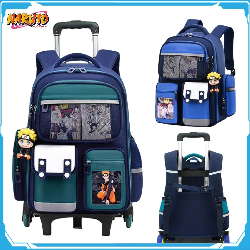 Naruto Trolley School Bag Student School Backpacks Travel Outing Stair-climbing Bag Children's Knapsack Cartoon Holiday Gifts