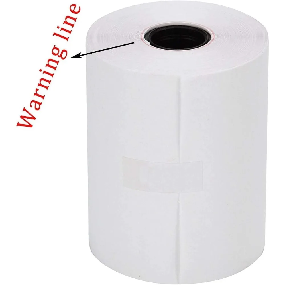 لفات ورق الإيصالات الحرارية، 2.25 بوصة × 85 بوصة، 100 لفة، متوافقة مع أطراف بطاقة الائتمان