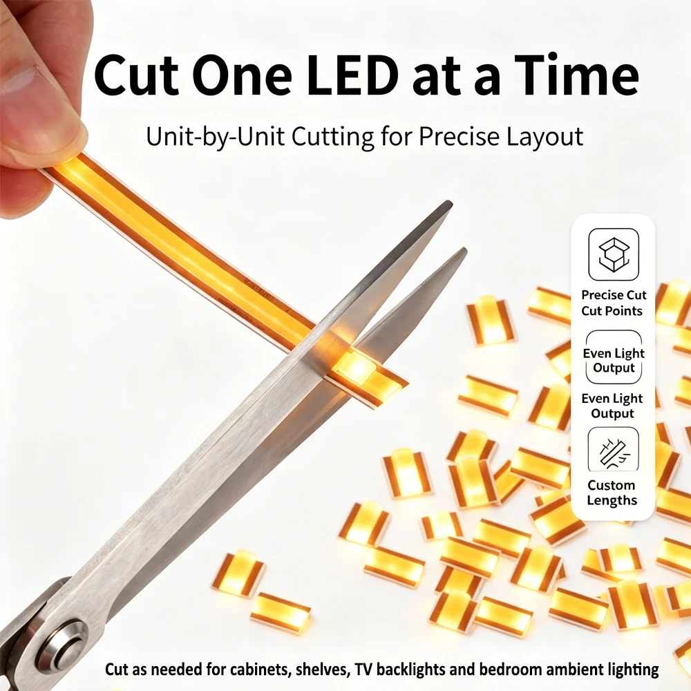 12V 24V COB LED Strip Light Free Cut 5m Flexible Adhesive Tape 400LEDs High Density Linear Lighting 3000K 6000K Room Decoration