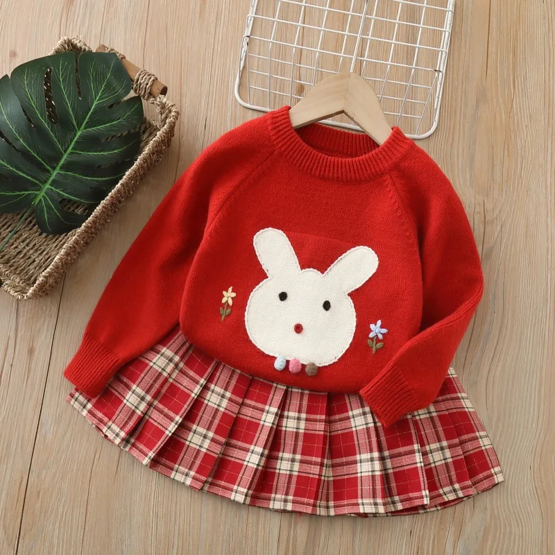 2PCS SETS of Fall Winter Sweater Fashionable kids' sets and outfits for Sweet Girls Knit Everyday Set