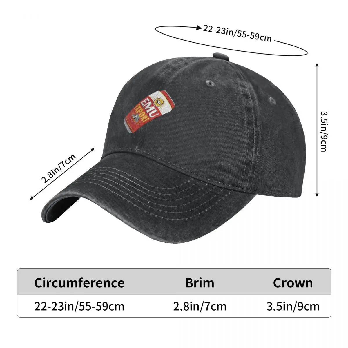 Hand-drawn Emu Export Can Baseball Caps Fashion Denim Fabric Hats Outdoor Adjustable Casquette Streetwear Baseball Cowboy Hat