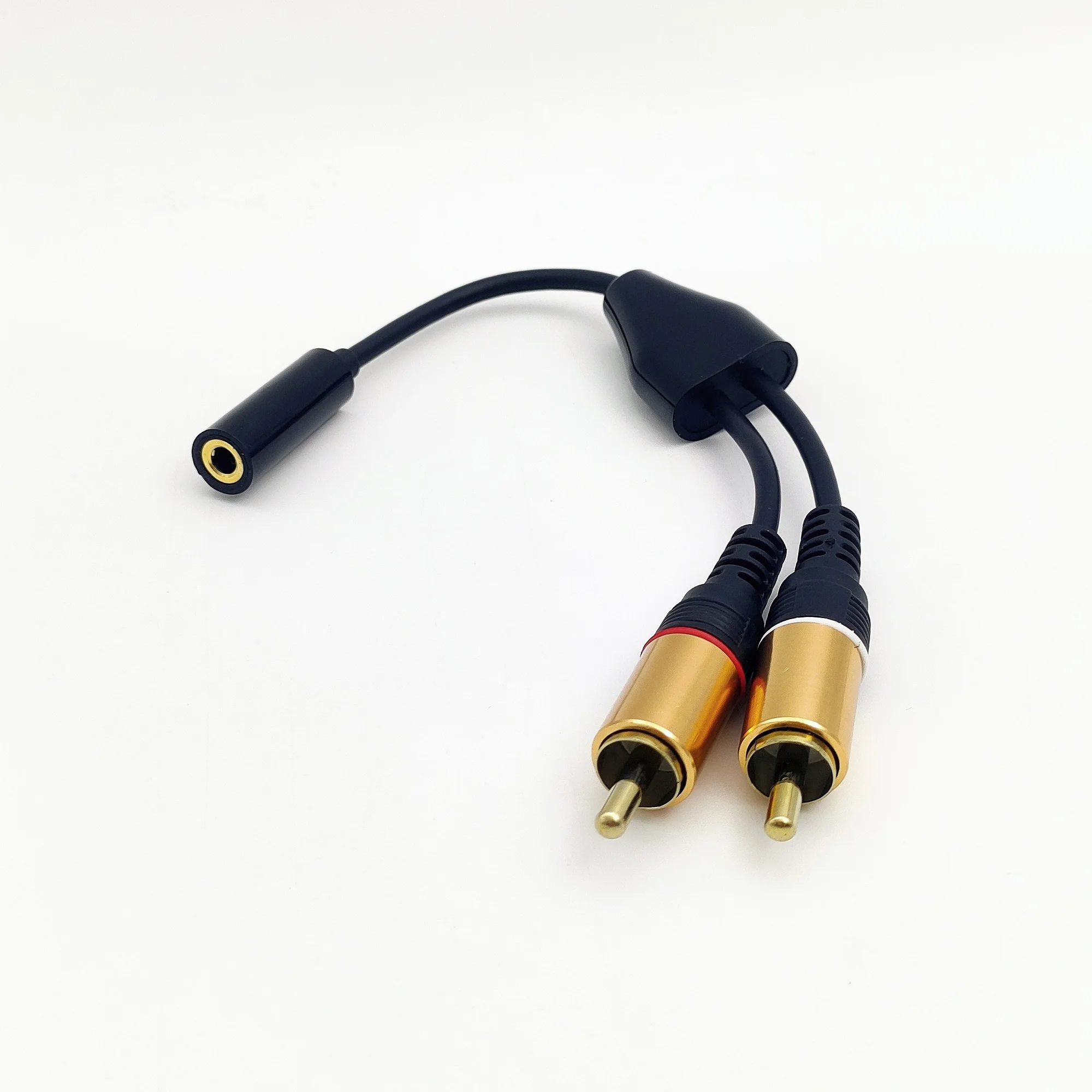 18CM 3.5mm Female to 2RCA Male Stereo Audio Cable Gold Plated for TV,Smartphones, MP3, Tablets, Speakers,Home Theater