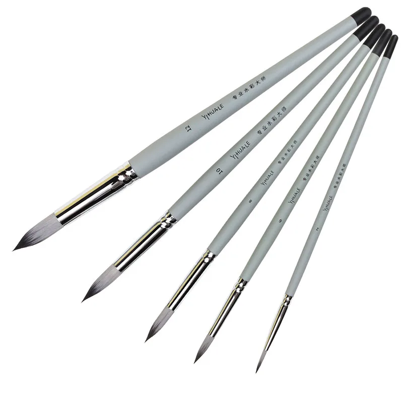 

5Pcs Set Artist Paint Brush Round Head Tip Nylon Hair Wood Short Handle Watercolor Acrylic Brush Painting Art Supplies Materials