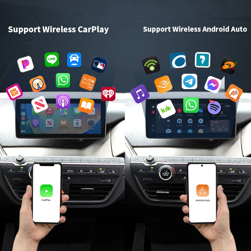 Wireless CarPlay for BMW i3 i01 NBT / EVO System 2014-2021 with Android Auto Mirror Link AirPlay CarPlay Function Support Rear