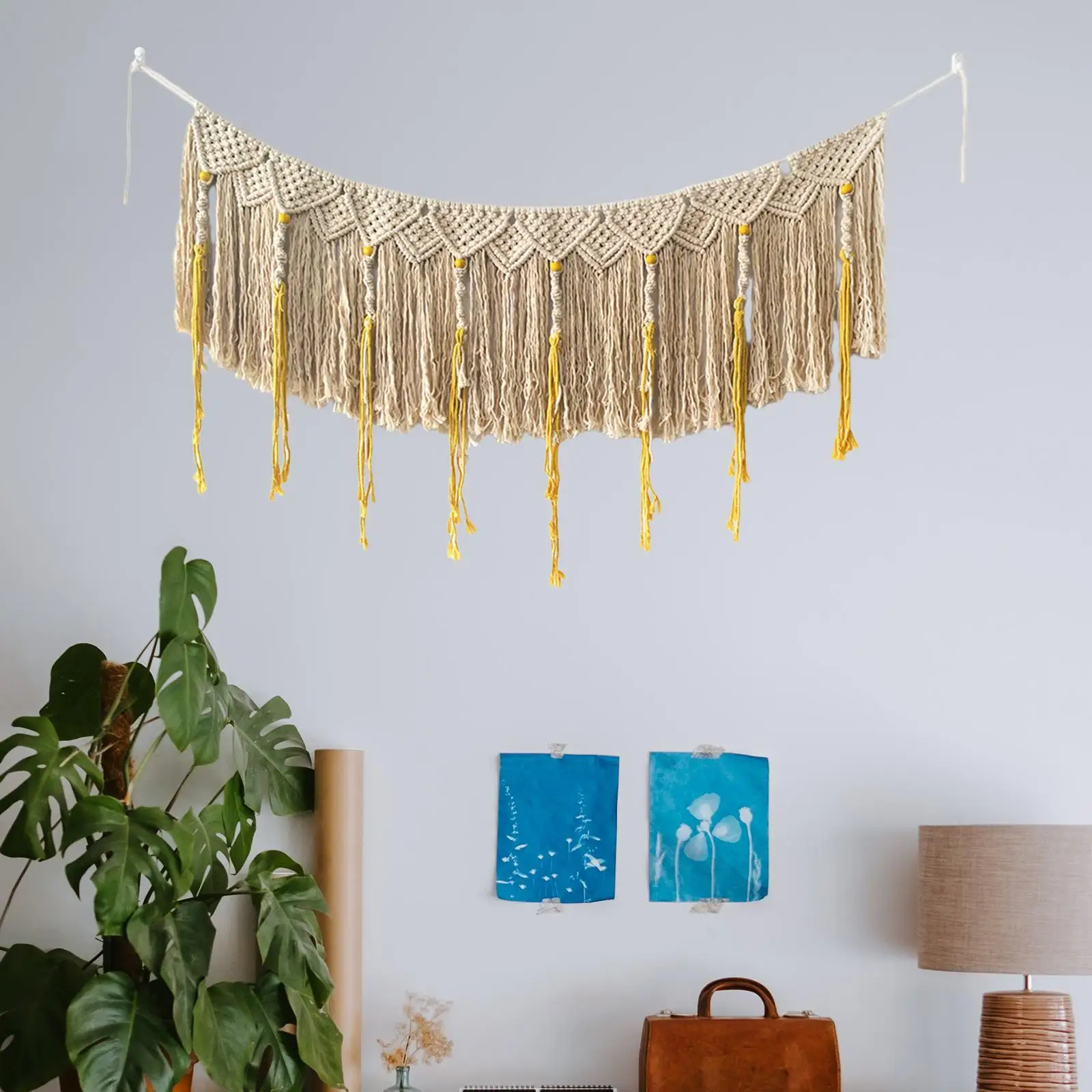 

Macrame Wall Hanging Nordic Tapestry Macrame Boho Woven Tapestry for Wedding Party Living Room Dorm Apartment Home Decoration