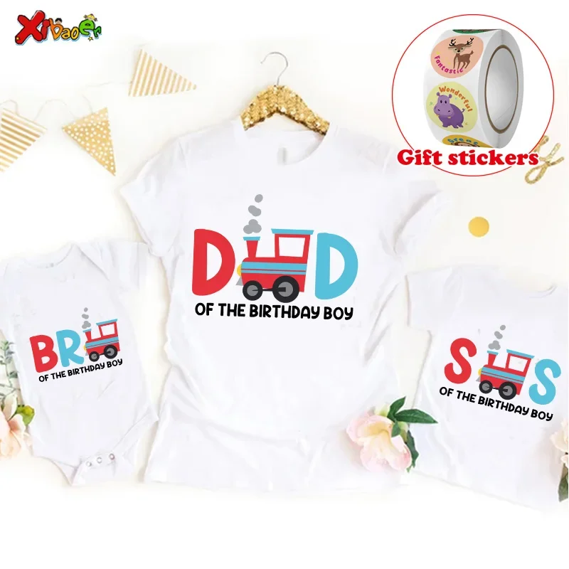 

Family Birthday Outfits Personalized Name T Shirt Family Matching Set Kids Boy Daddy Mommy T-shirt Give Away Children's Stickers