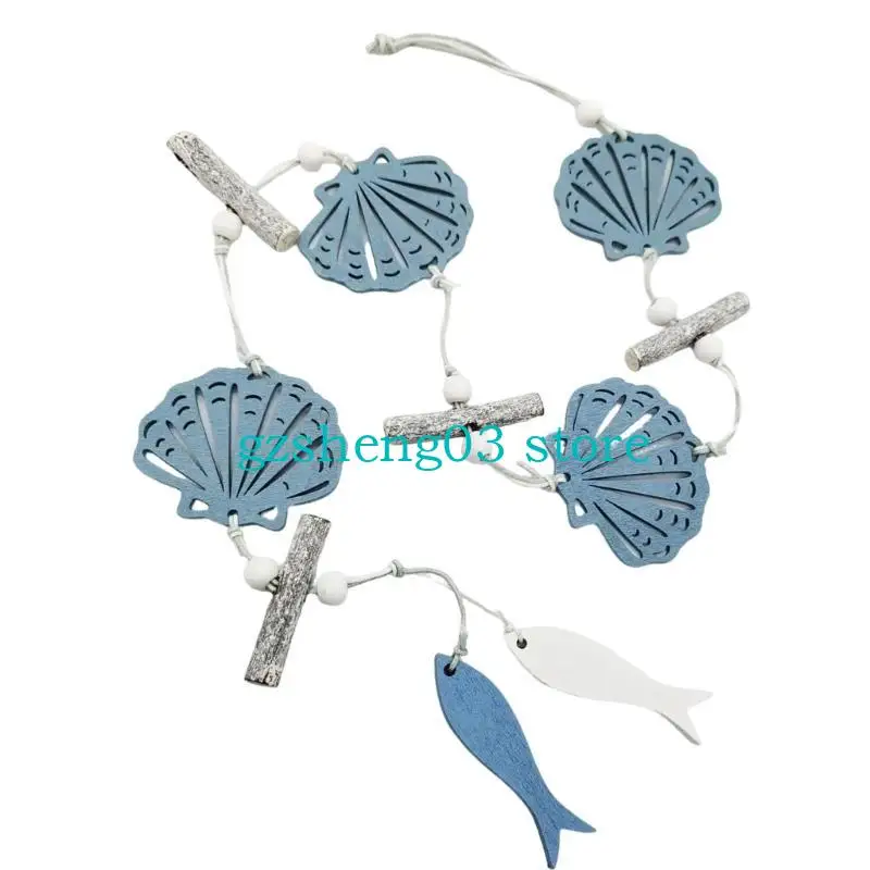 U75C Ocean Theme Decoration Decoration Blue Fish Sea Shell Ornament para parede e janela
