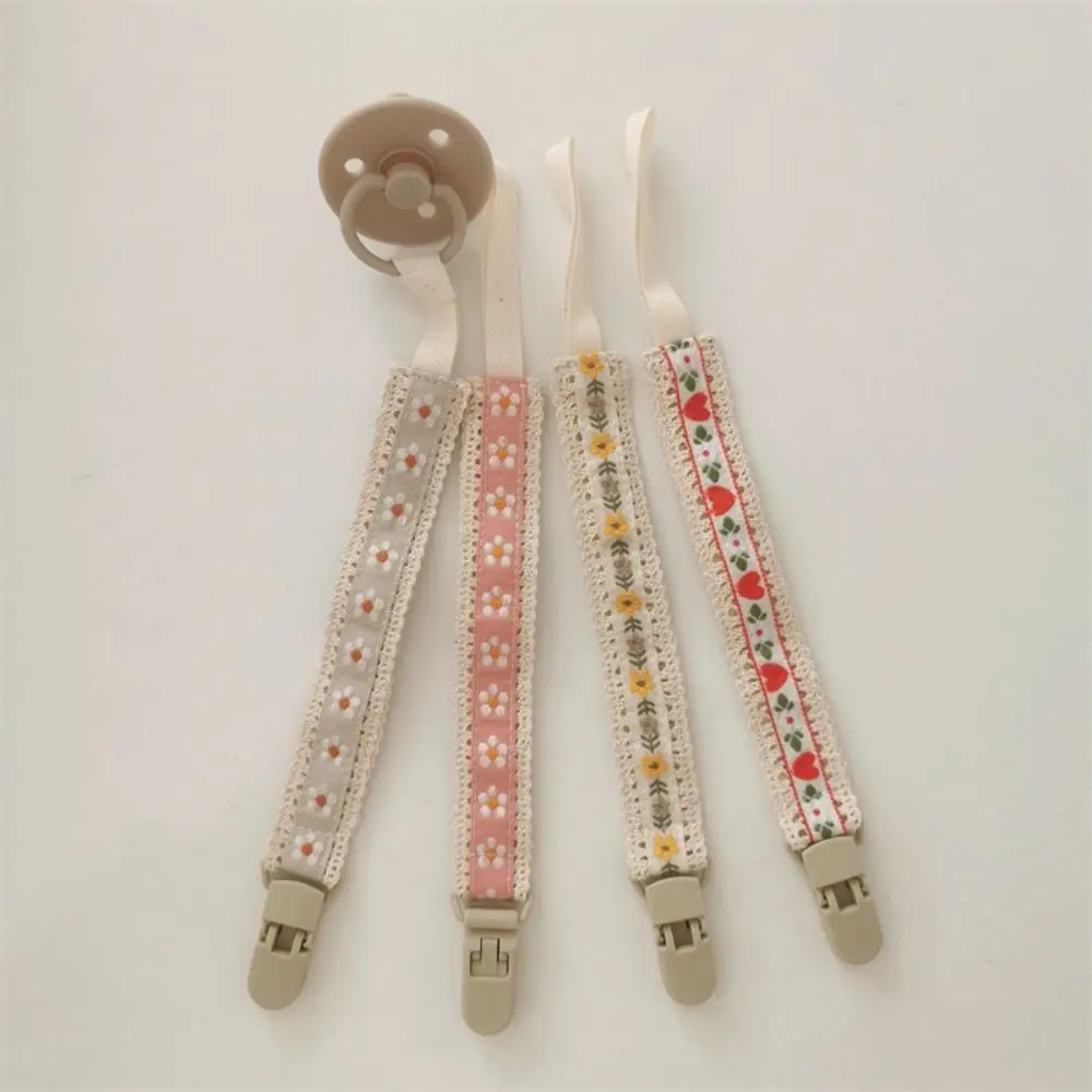 

Ethnic Style Baby Cloth Pacifier Chain Adjustable Embroidery Floral Soother Holder Teether Straps Dummy Clips