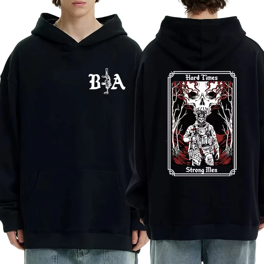 Hard Times 2025 Brothers In Arms Double Sided printed Hoodies Men Women vintage Hip Hop streetwear Unisex Fleece Sweatshirt Coat