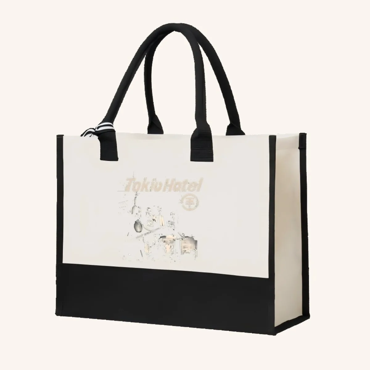 Tokio Hotel 2026 وصول جديد موضة ممارسة واسعة حقيبة حمل قابلة لإعادة الاستخدام نمط طباعة 2 لهجة الثقيلة حقيبة كتف كبيرة ل #4