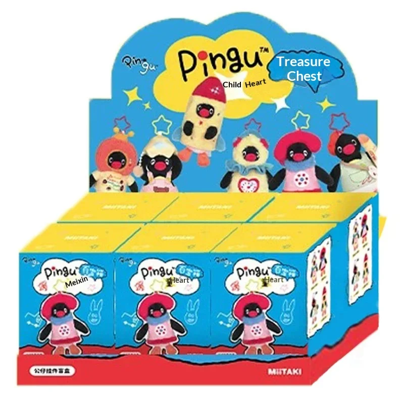 6pcs Pingu Childlike Treasure Chest Doll Pendant Blind Box Collectible Figure Desktop Ornament Mini Character Statue Trendy view 6