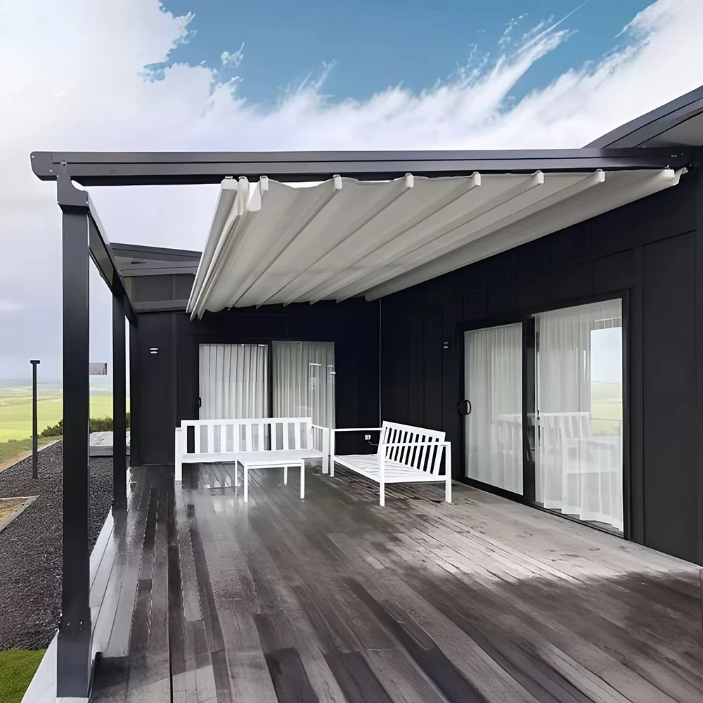 Outdoor Awnings Pergola Retractable Pergola Electric Awning Waterproof Retractable Roof PVC Pergola