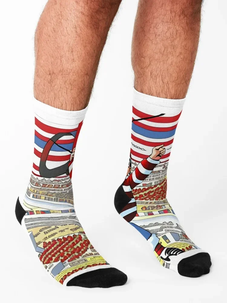 أين ويلي/والدو - ابحث عن كتاب والي/والدو - الجزء السابع أين جوارب والي الرياضية المزهرة على طراز الهيب هوب للنساء والرجال