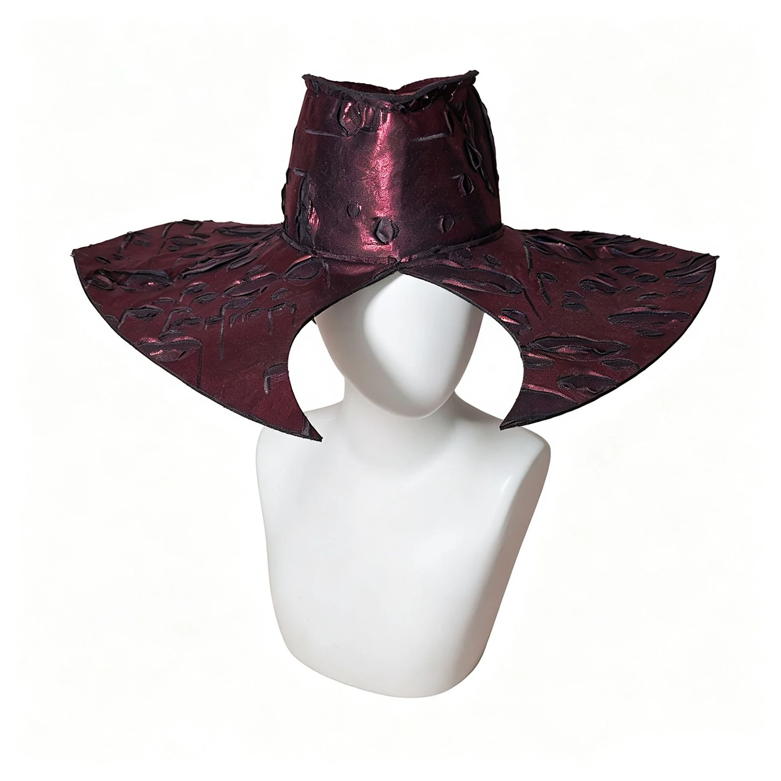 Unisex Women Men Western Cowboy Cowgirl Hat Wide Brim Embossed Texture Cap Headwear for Halloween Role-playing Theme Party 3