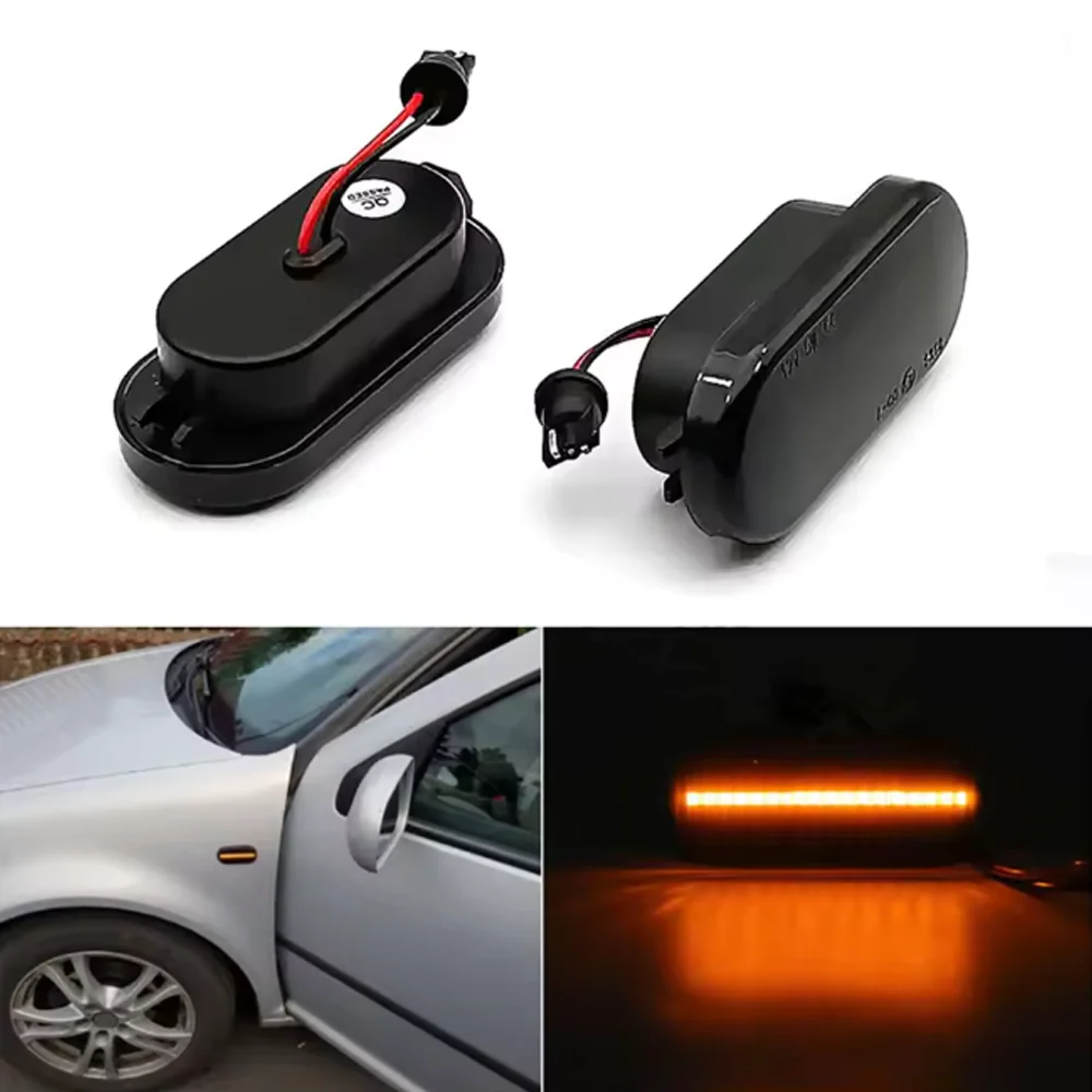 

2Pcs LED Side Marker Light Compatible with VW Golf/Polo/SEAT/Skoda/Ford Focus 18SMD Amber Smoked Lens 3x Bright Ultrasonic Seale