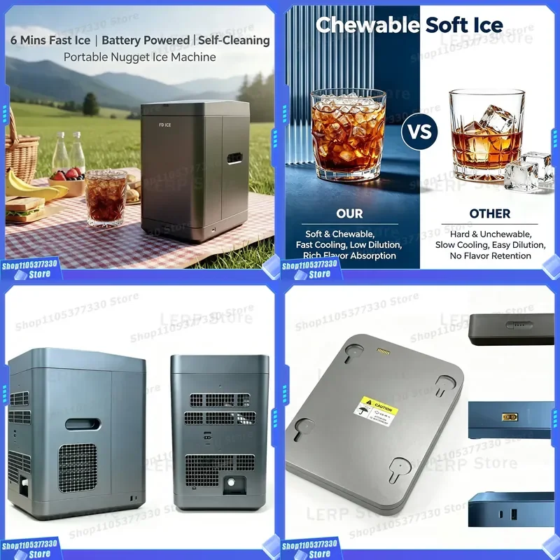 Factory Direct Sales 15Kg/24H Portable Ice Maker Self-Cleaning Countertop Ice Machine 6 Mins Fast Chewable Ice for Home