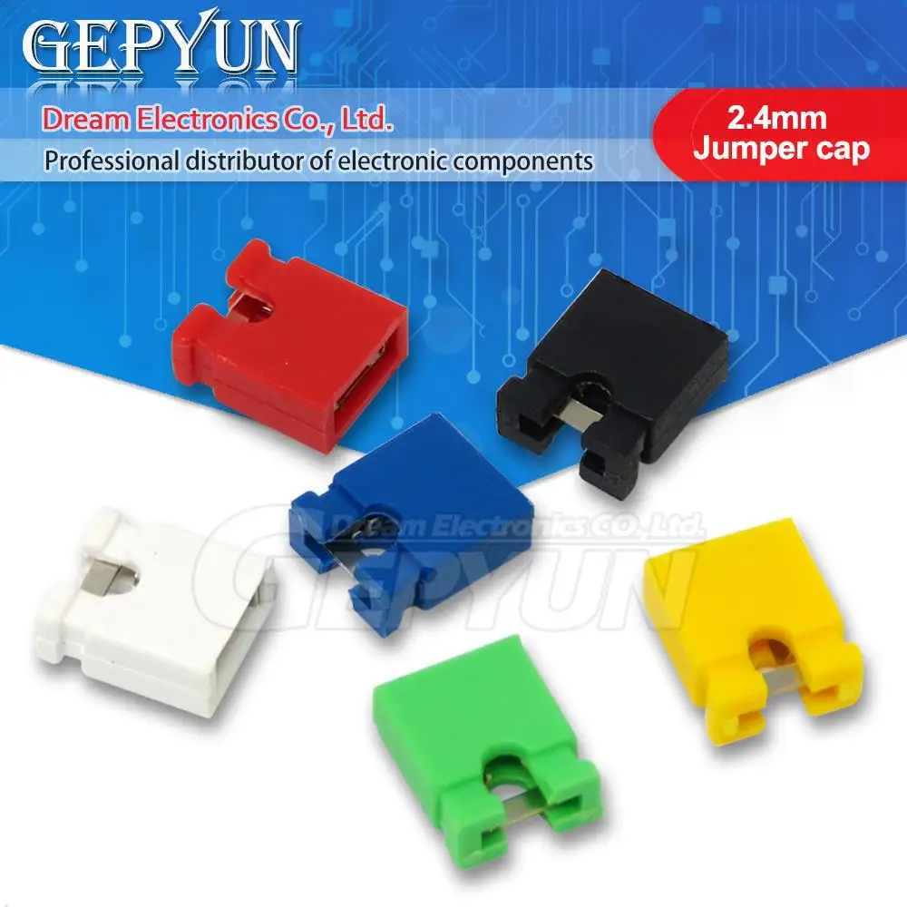 100PCS Pitch 2.4MM Jumper Shorted cap & Headers & Wire Housings shunt Black Yellow White Green Red Blue For Arduino