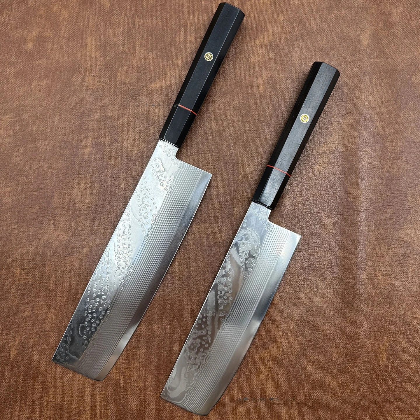 RHON 7/8inch Nakiri Knife Damascus Steel Ebony Wooden Handle Japanese Kitchen Utility Vegetable Cutting Fruit Peeling Knives