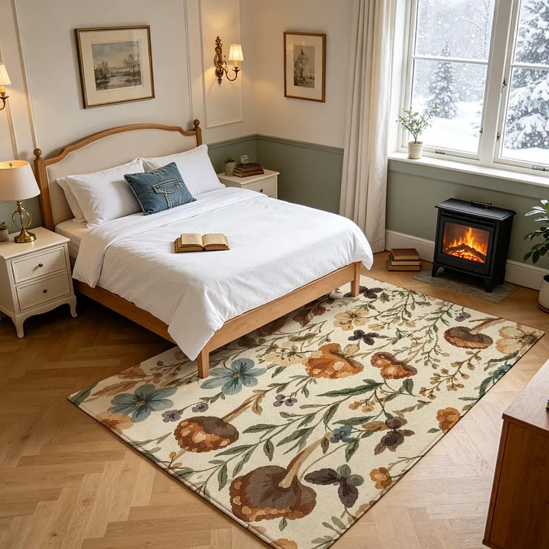 One Watercolor Floral Style Rug, Soft and Comfortable, Suitable for All Seasons, lightweight and Easy to Maintain, Home Decor, Bedroom, Living Room, Entryway, for Autumn and Winter