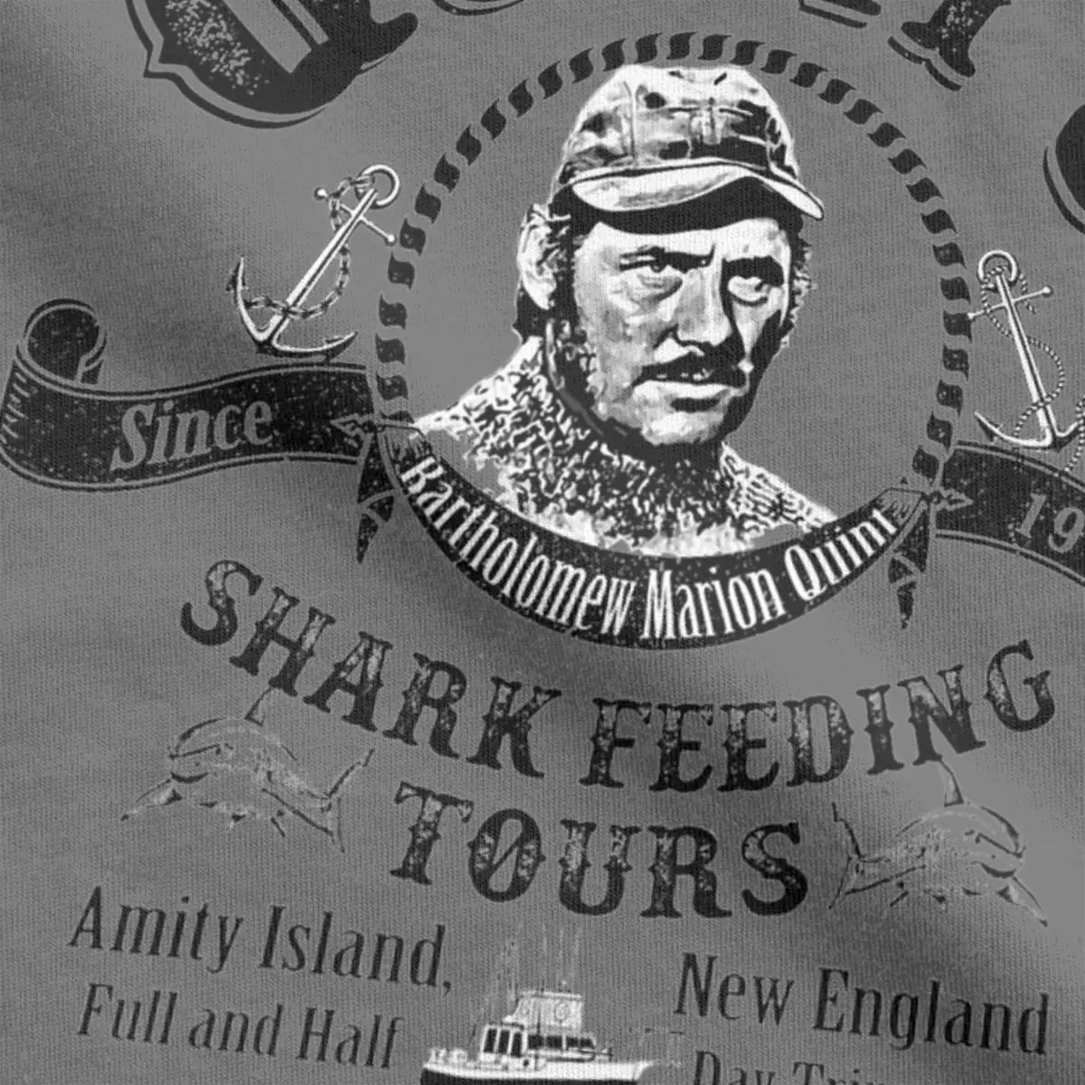 Quints Shark Feeding Tours Jaws T Shirts Men 100% Cotton Funny T-Shirts O Neck Tees Short Sleeve Clothing Birthday Gift