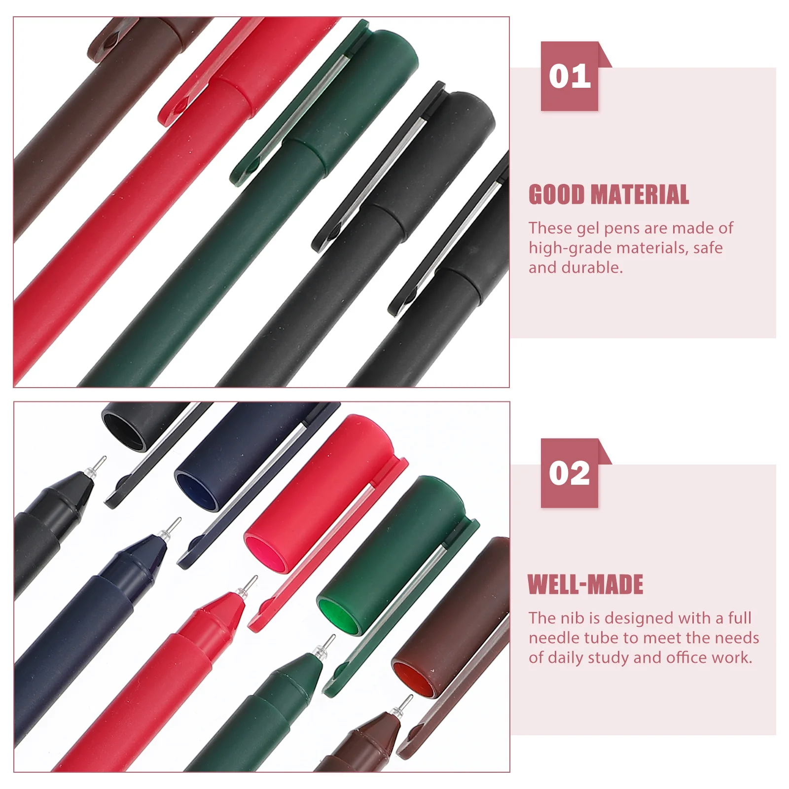 

5pcs Neutral Pen Set Colorful Gel Ink Smooth Writing Quick Dry Medium Point Plastic Student Household Professional