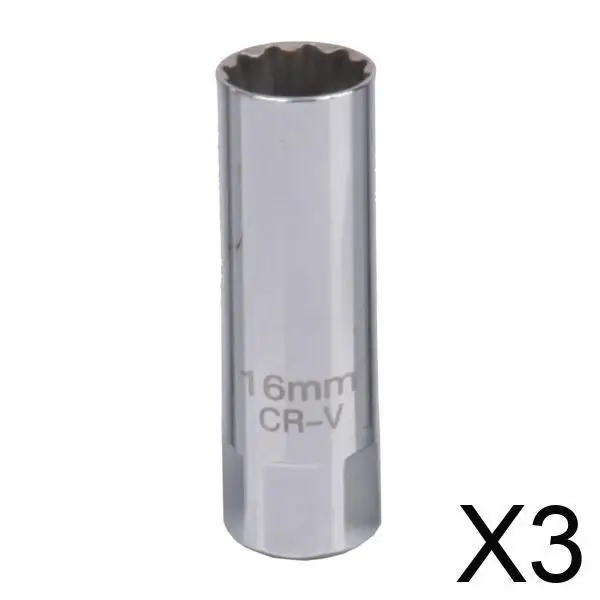 

3xMagnetic Spark Plug Socket 3/8inch Drive 12 Points Wrench Car Repair 62mm 16mm