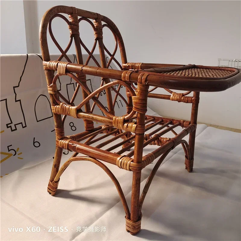 Baby Photography Props New Woven Rattan Study Table Shooting Accessories Rattan Chair Children Growth Commemorative Photo