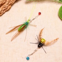 2pcs Simulation Mantis Bee Feather Replacement Accessories Funny Cat Stick Rod Teaser Pet Toy Plastic Wood