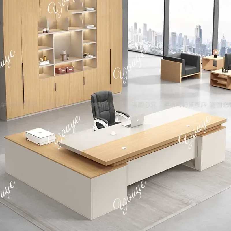 J Corner مكتب مكتب فاخر درج منزلي بني دراسة مكتب الكمبيوتر التنفيذي المنزل الكتابة ميسا Ordenador الأثاث