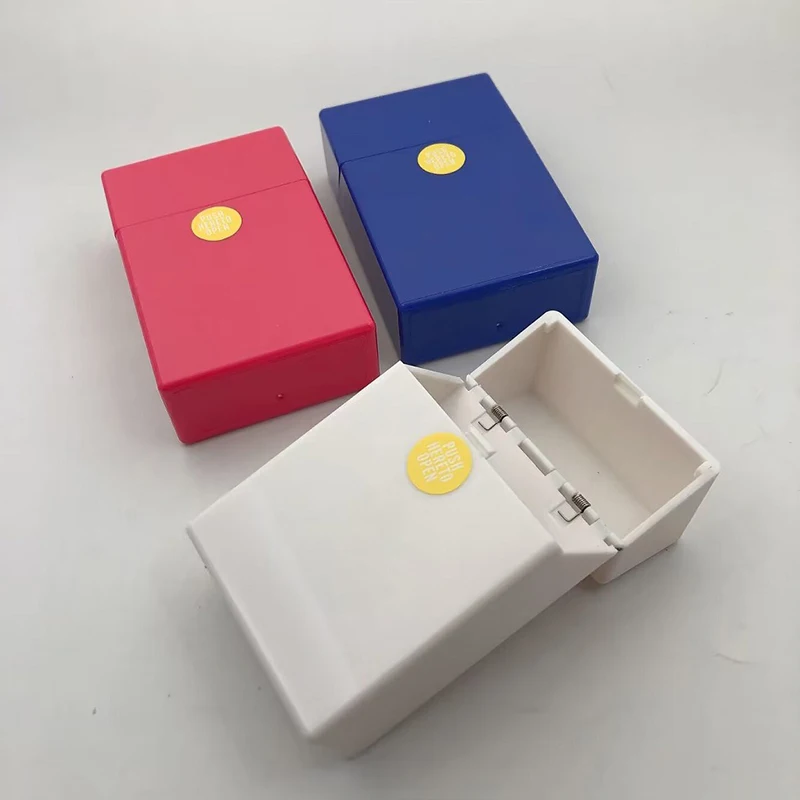 1PC Cigarette Box Case Plastic Eco-friendly Automatic Button Cigarette Cover Holder Container 8 Color Cigarette Box Batch