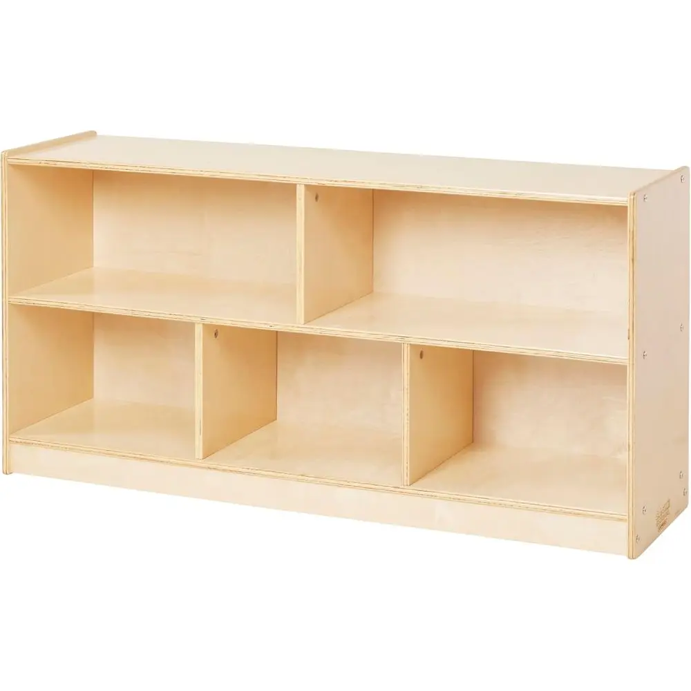 5-Compartment Natural Toddler Classroom Storage Cabinet