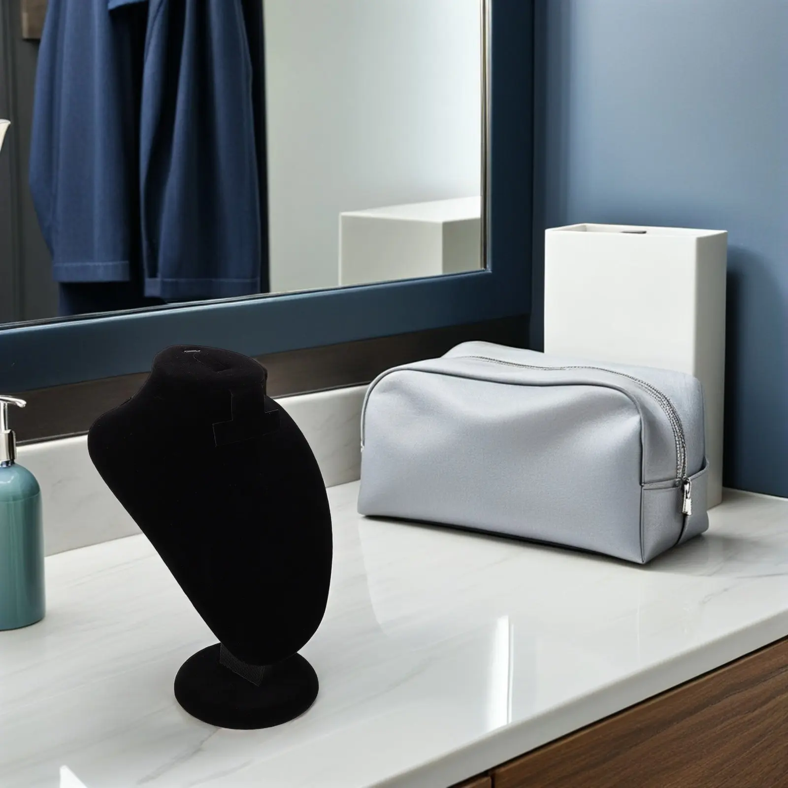 

Necklace Display Stand Black Jewelry Mannequin Bust with Soft Lint Surface for Scratch Free Pendant Organization Jewelry Display