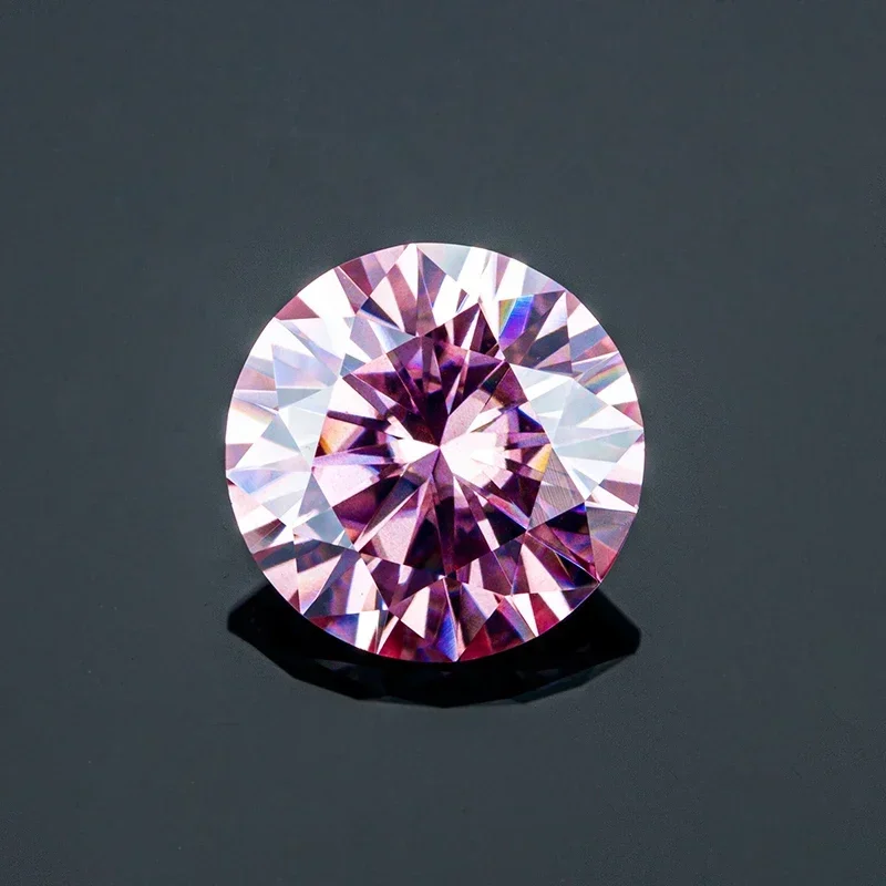 Ruihe 6.5mm 1ct  VVS Clarity Diamond Plating Pink Color Round Moissanite Loose Gemstones for Jewelry Ring Jewelry for Women 2023