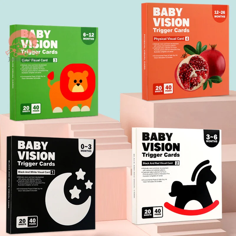 

Black White Flash Cards Set; High Contrast Stimulation For Newborns; Early Education Montessori Toy