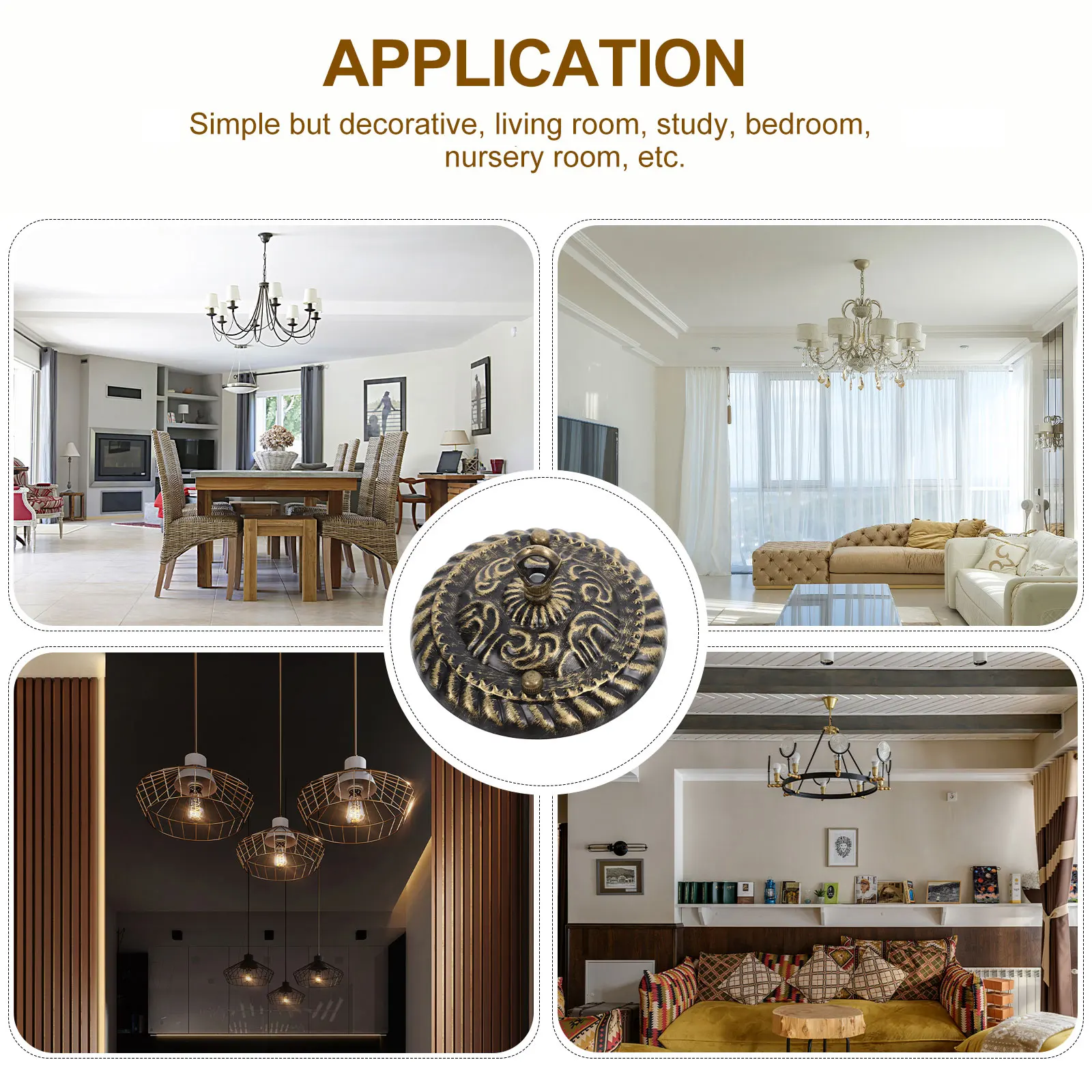 

Vintage Ceiling Light Cover Plate Zinc Alloy Chandelier Canopy Mounting Decorative Hooks Retro Lamp Shades Indoor Lighting