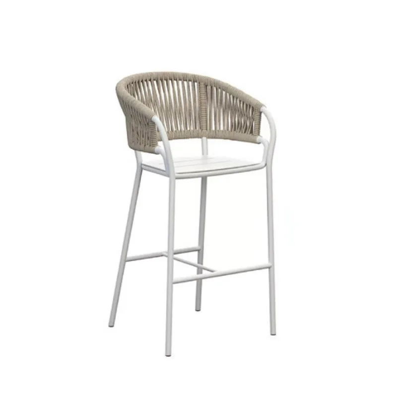 Rattan outdoor bar chair, metal imitation wood grain PE imitation rattan chair, outdoor bar chair, front desk high chair