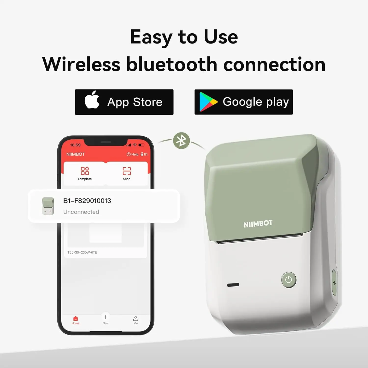 NIIMBOT B1 Tragbarer Thermodrucker mit Bändern, 5,1 cm, selbstklebende Etikettenmaschine, Mini-Bluetooth-Aufkleberhersteller, wasserdichte Etikettenrolle – Detail 7