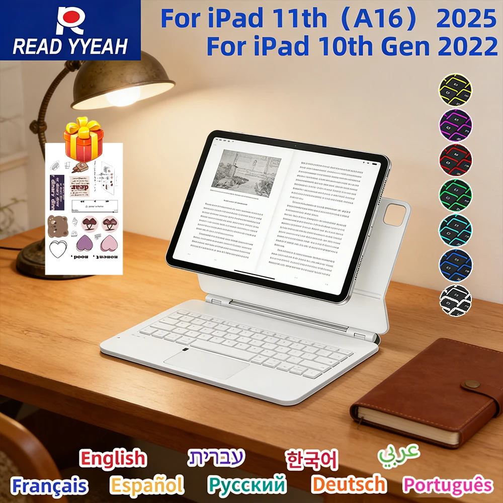 

NEW Wireless Magic Backlit Keyboard for iPad 10th Gen 11 A16 2025 Air 6 Case Pro 11 12.9in 2018-2022 Pro 13 Air 4 5 Smart Cover