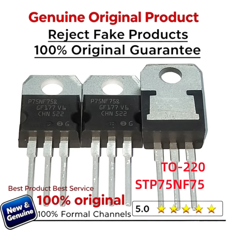 10-50PCS 100% new original MOSFET STP75NF75 P75NF75 75NF75  75A 80V Transistor calidad garantizada TO-220