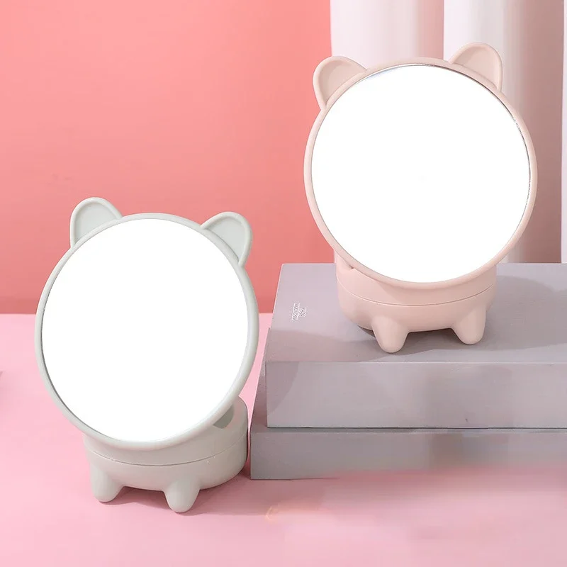 Cute Cartoon Makeup Mirror Rabbit Head Enlarge Desktop Mirrors Home Decorative Mirror HD Small Mirror Student Dormitory Mirrors