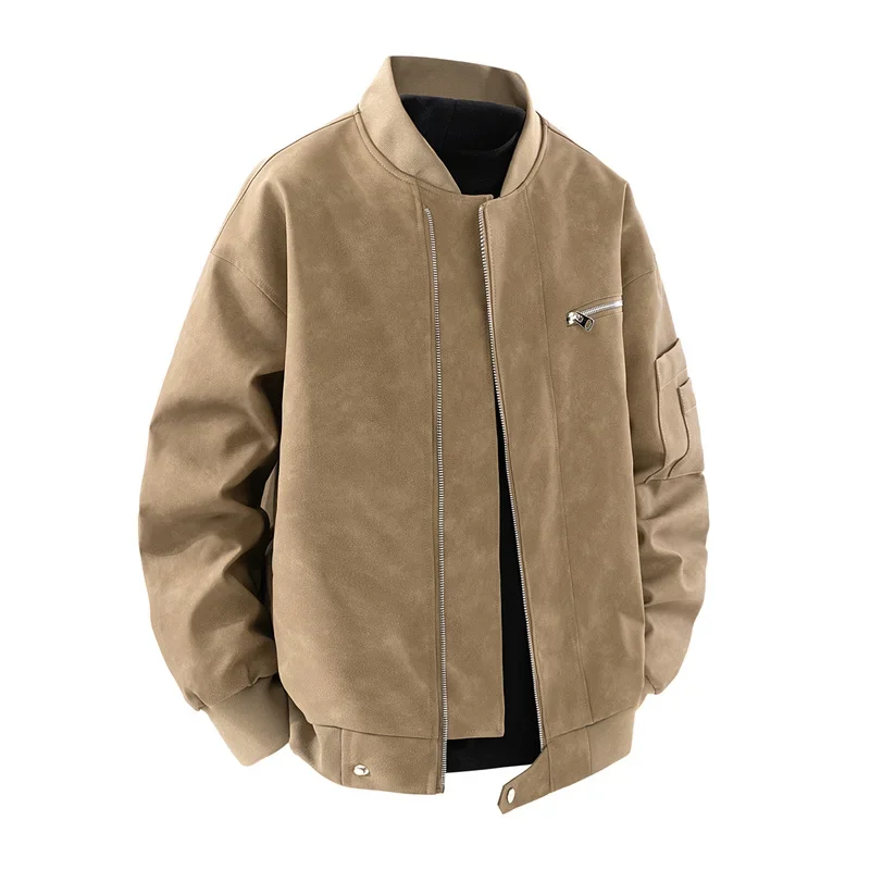 Men Simplicity Versatile Casual Coat New Fashion Comfort Windproof Tops Spring Autumn Loose Retro Solid Leather Jacket Men