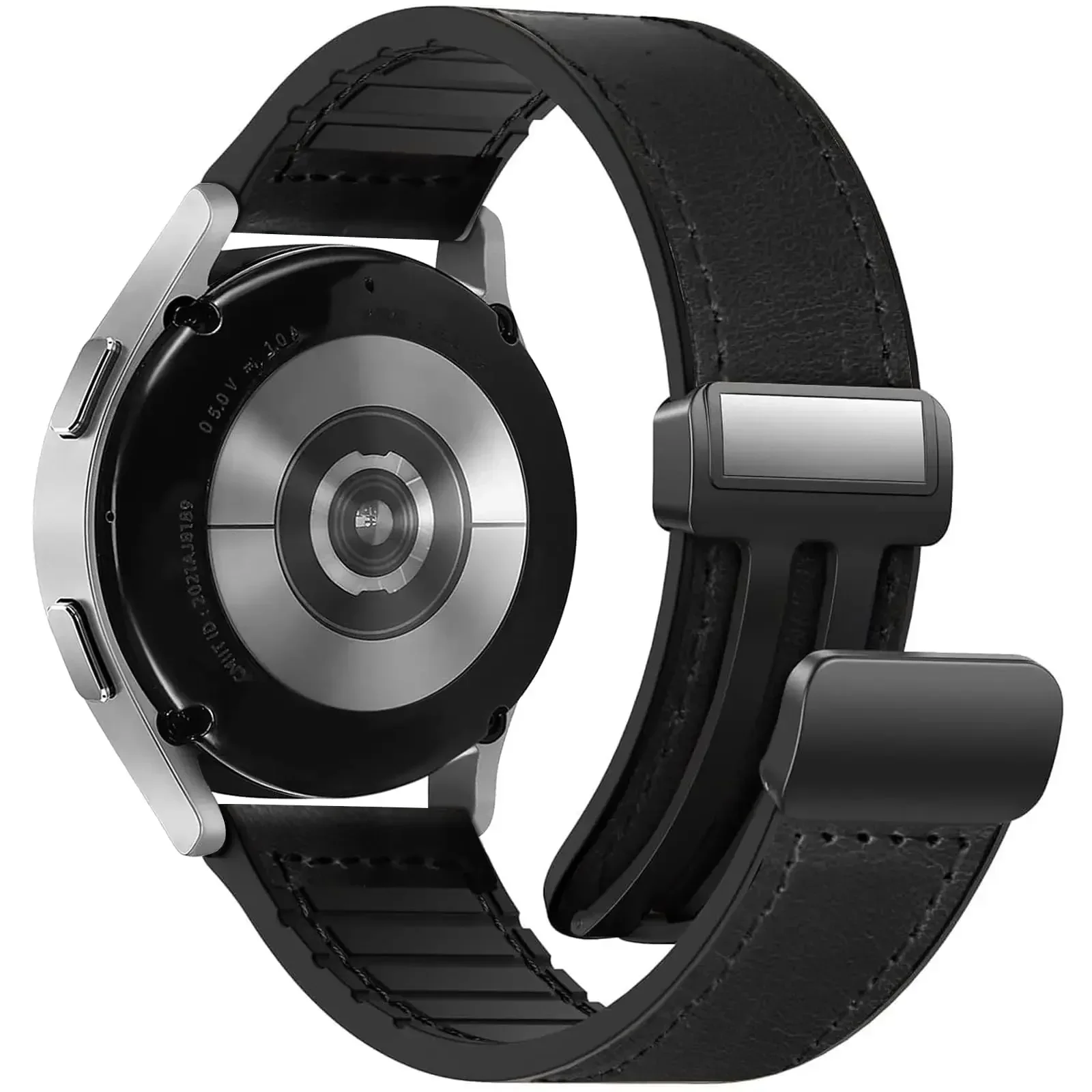 22mm 20mm シリコン+レザーストラップ Huawei Watch GT5-4-3-5 Pro 46mm用 マグネットバックル リストバンド Samsung Galaxy Watch 7 6 5 4用