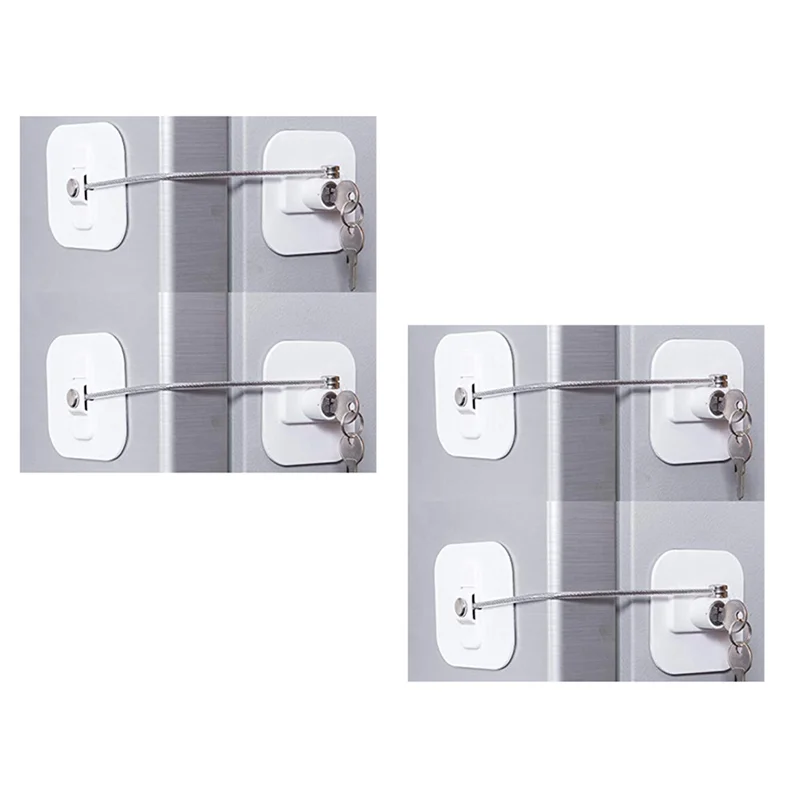 

Refrigerator Lock, Mini Fridge Lock With Key For Adults, Lock For A Fridge, Cabinet Door(White 4Pack)