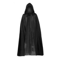 Black Cape Robe Men Halloween Cosplay Costume Clubwear Grim Reaper Death Vampire Ghost Wizard Cloak Stage Unisex bata hombre